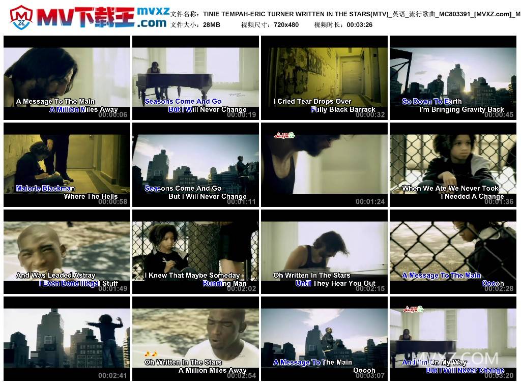 TINIE TEMPAH-ERIC TURNER WRITTEN IN THE STARS(MTV)_英语_流行歌曲_MC803391